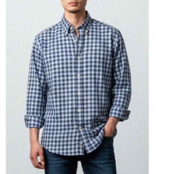 Etro Italy Blue White Button Cotton Cufflink French Cuff Shirt Men's US Large 16 - Picture 1 of 14